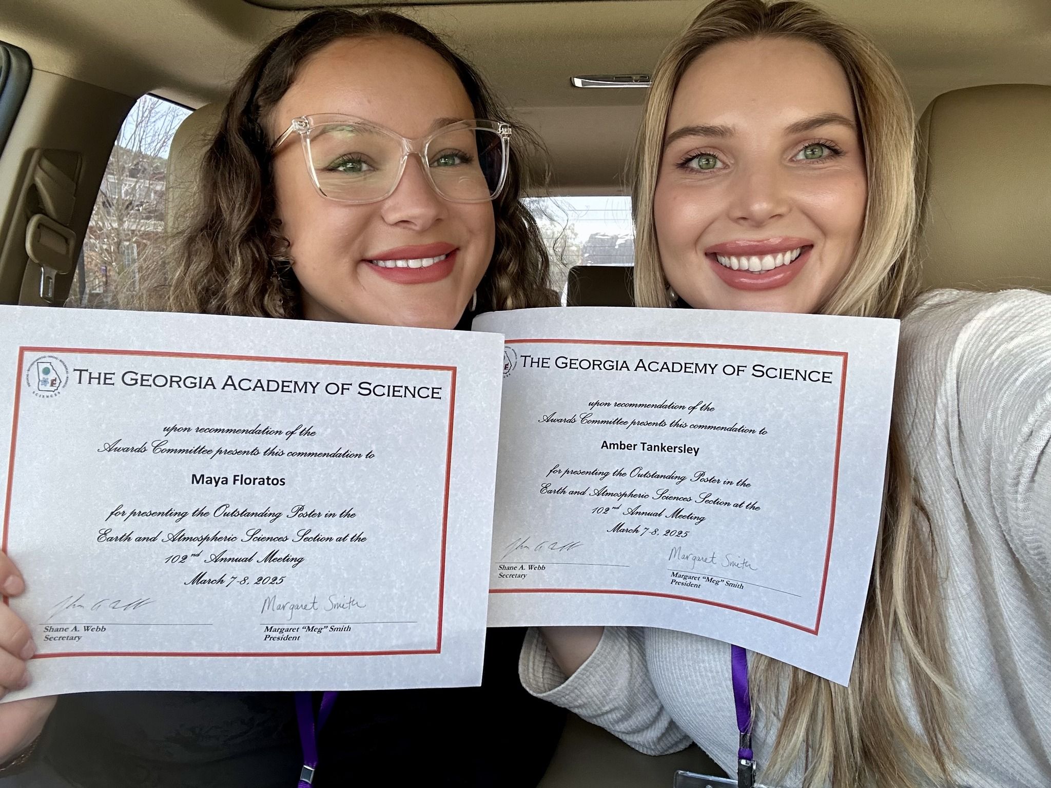 Amber Tankersly and Maya Floratos Receive Outstanding Poster Award at Georgia Academy of Sciences Meeting