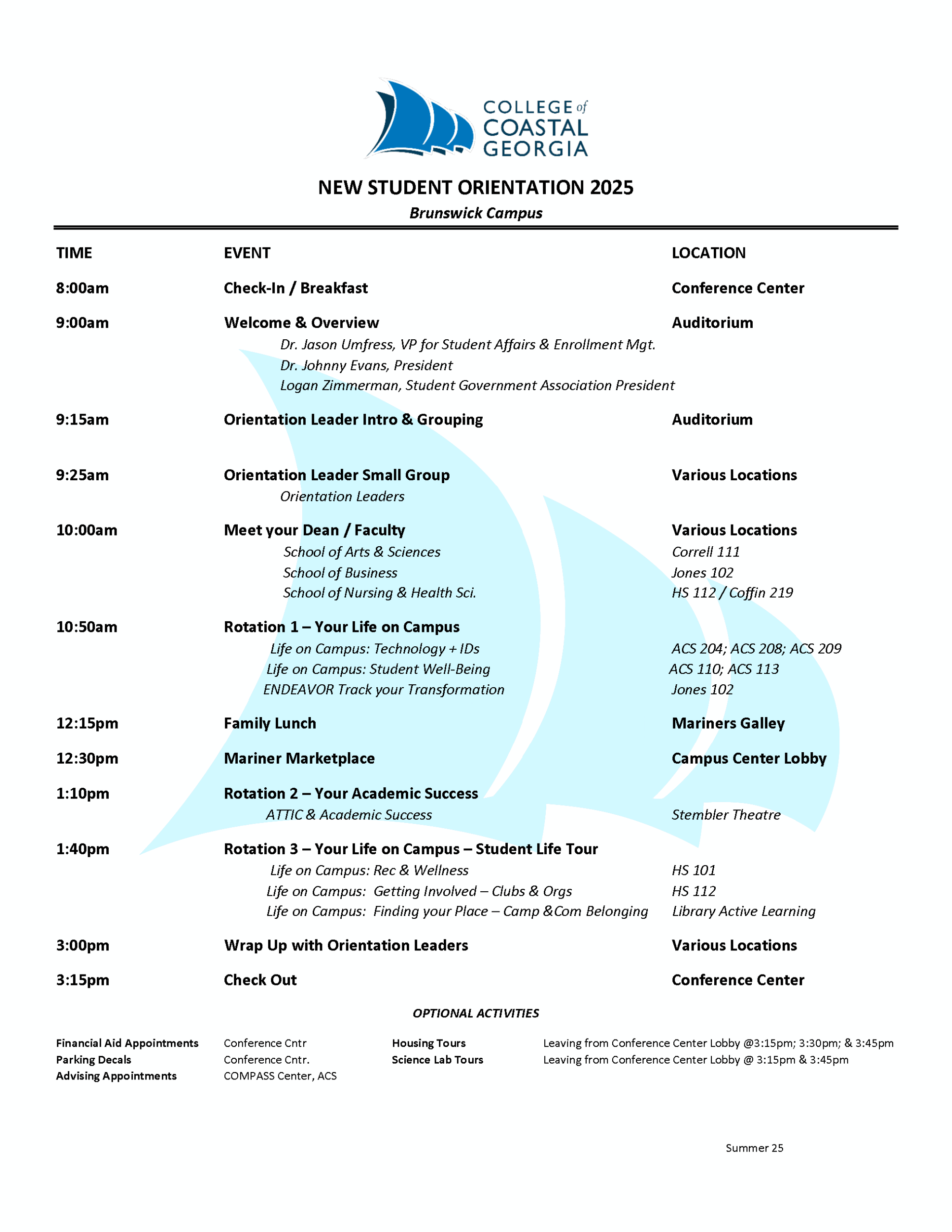 New Student Orientation 2025 Brunswick Campus