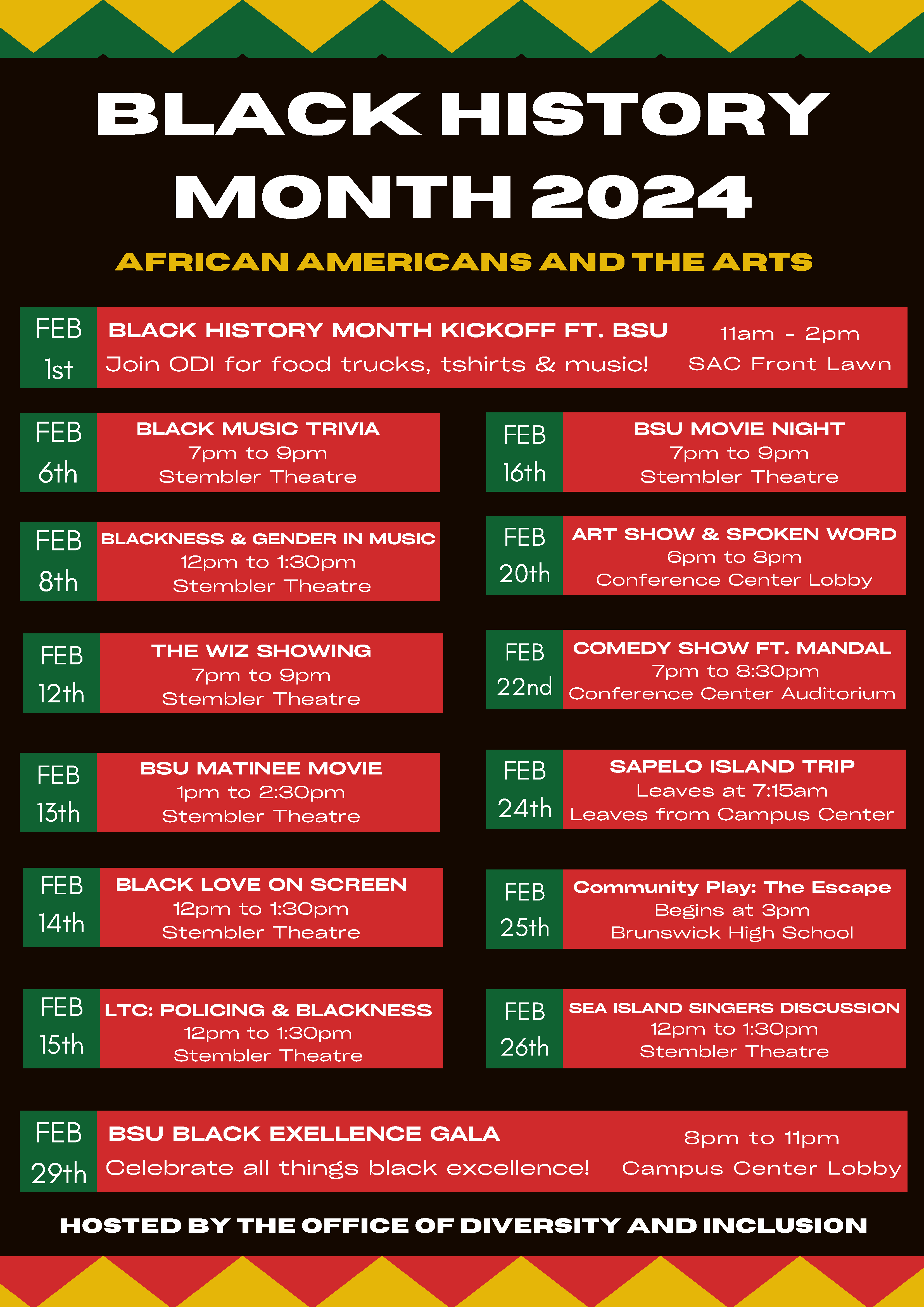 Black History Month 2024 Calendar of Events