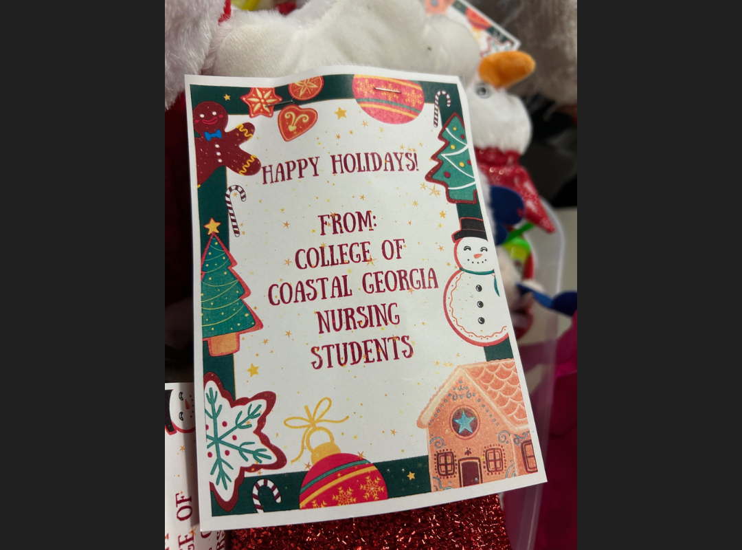 Nursing Students deliver stockings full of goodies to pediatric patients at Southeast Georgia Health System
