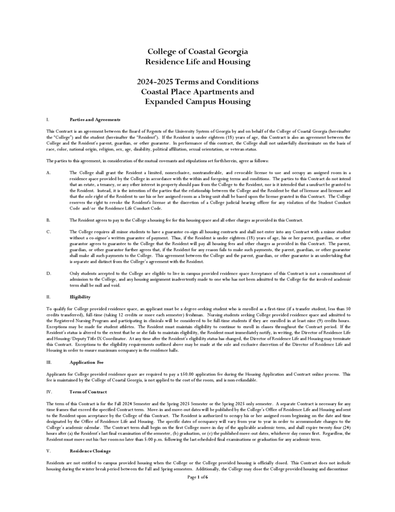 Terms & Conditions College of Coastal