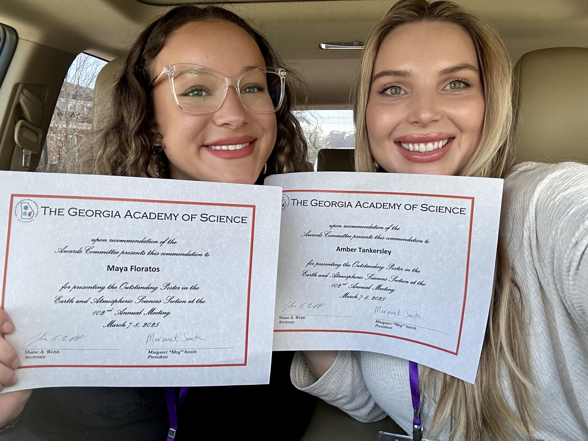 Amber Tankersly and Maya Floratos Receive Outstanding Poster Award at Georgia Academy of Sciences Meeting
