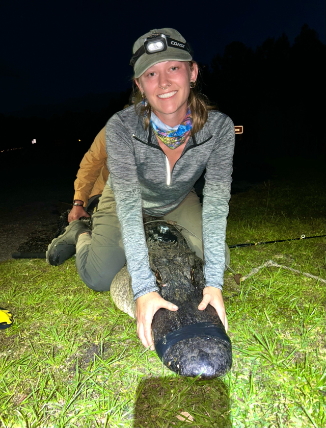 Coastal Georgia alumna Abbey Crossman with gator